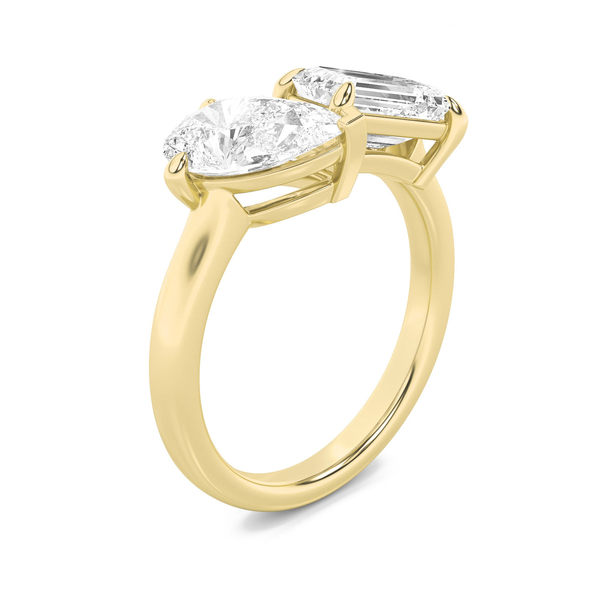 3CTW Emerald Lab-Grown Diamond Toi et Moi Fashion Ring 2 Stones