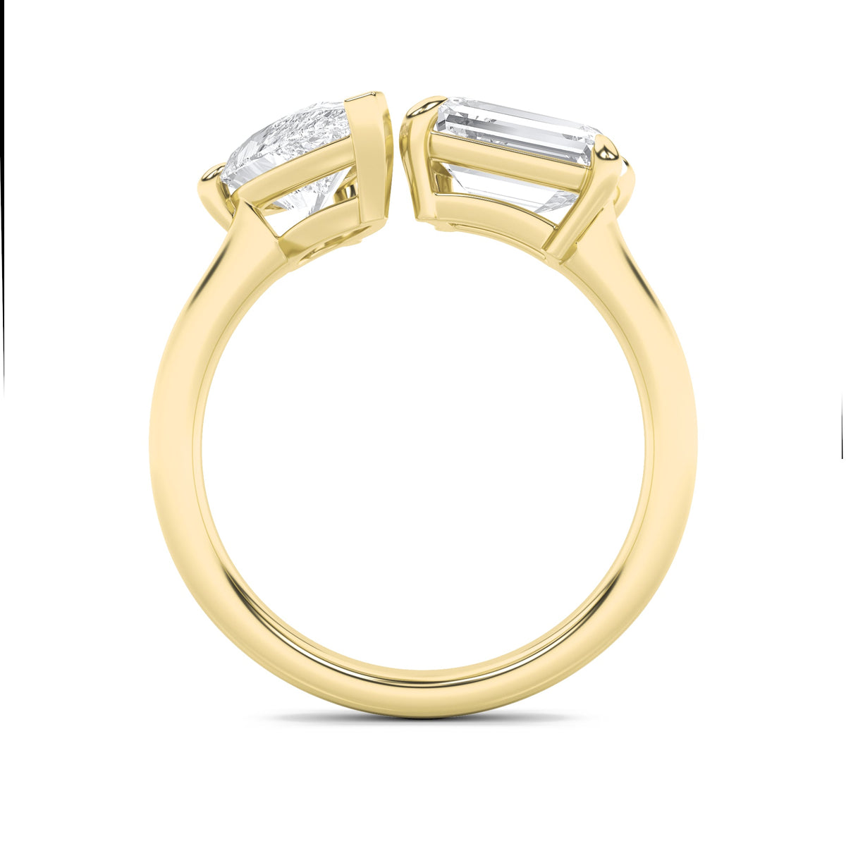 3CTW Emerald Lab-Grown Diamond Toi et Moi Fashion Ring 2 Stones