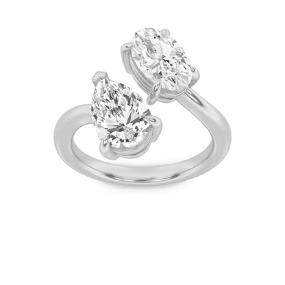 3CTW Oval Lab-Grown Diamond Prong Toi et Moi Fashion Ring 2 Stones