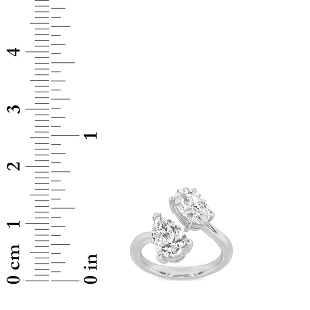 3CTW Oval Lab-Grown Diamond Prong Toi et Moi Fashion Ring 2 Stones