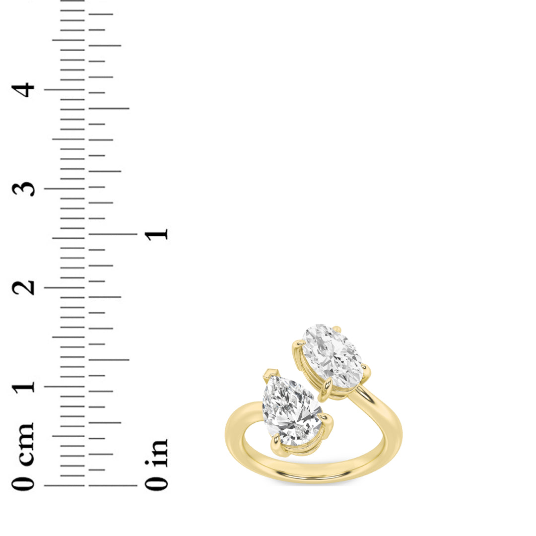3CTW Oval Lab-Grown Diamond Prong Toi et Moi Fashion Ring 2 Stones