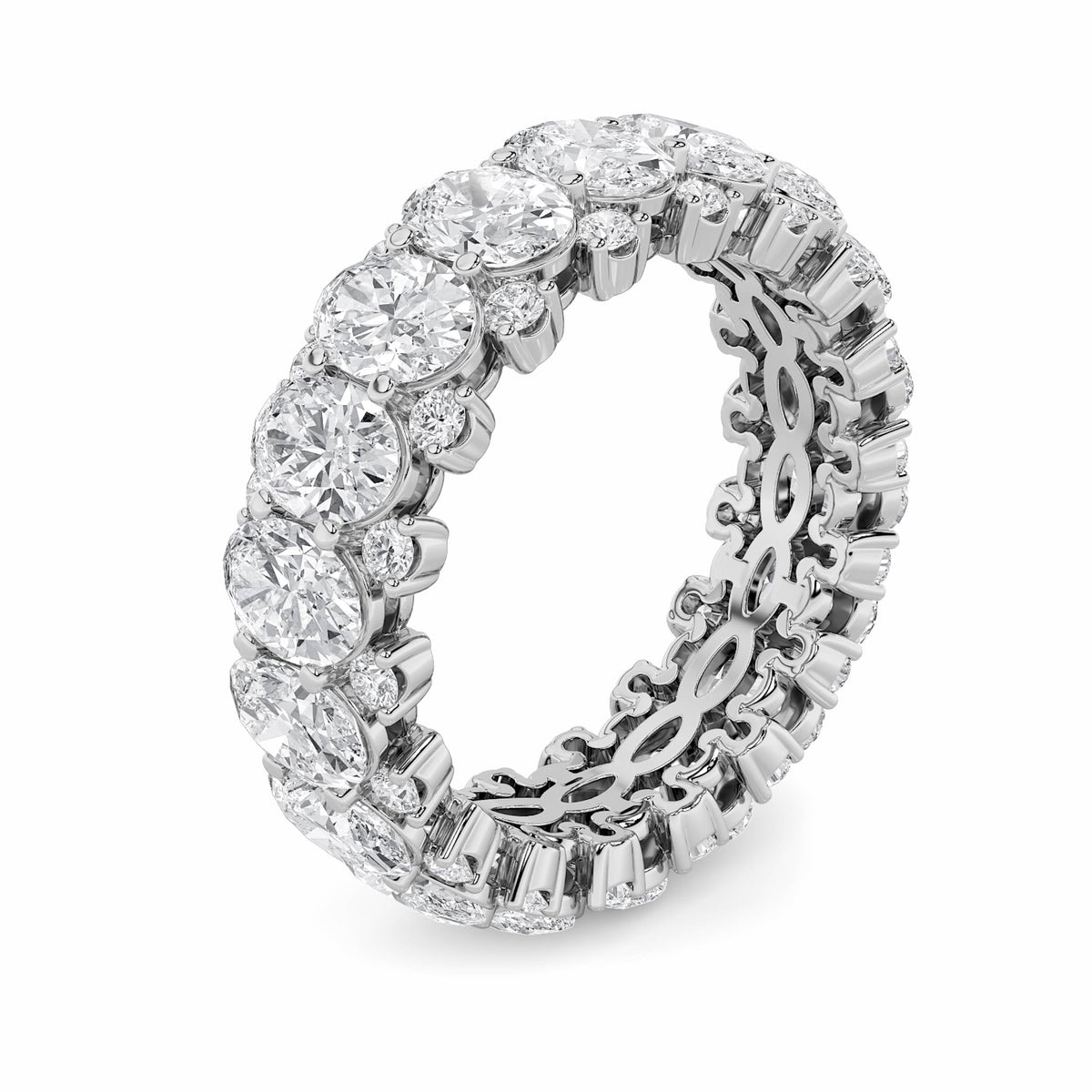 6CTW Oval Lab-Grown Diamond Prong Eternity Band Ring 54 Stones