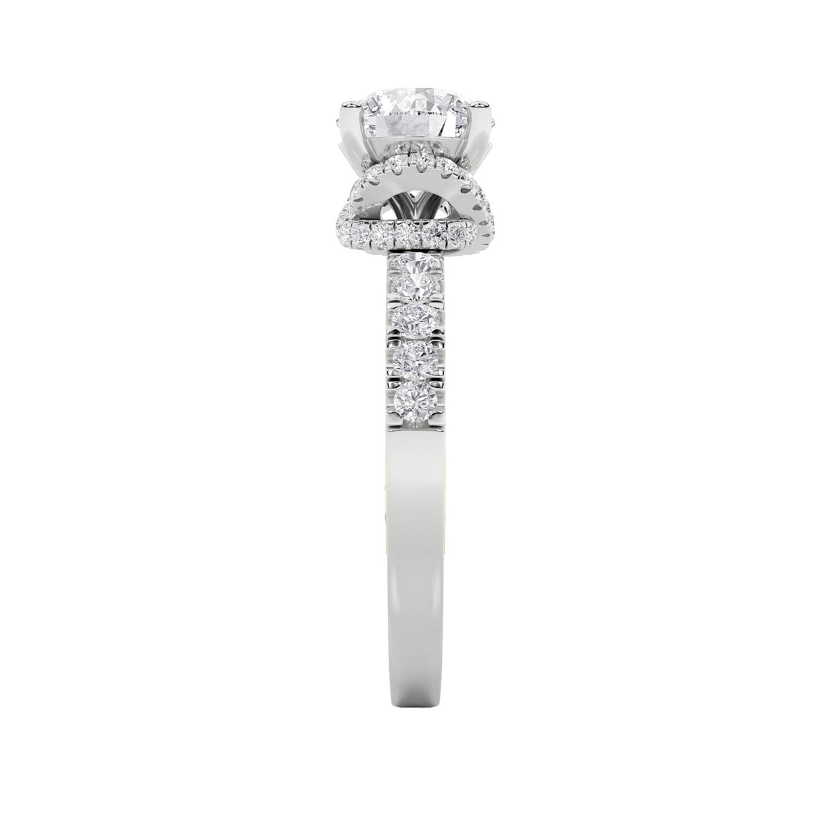 2CTW Round Lab-Grown Diamond Prong Two Tone Accented Fancy Engagement Ring 47 Stones