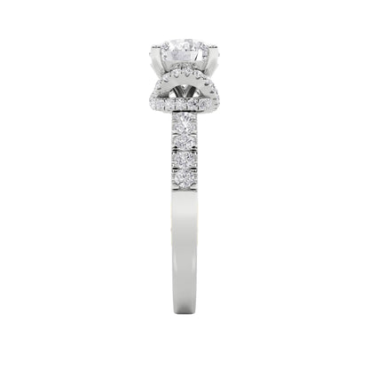 2CTW Round Lab-Grown Diamond Prong Two Tone Accented Fancy Engagement Ring 47 Stones