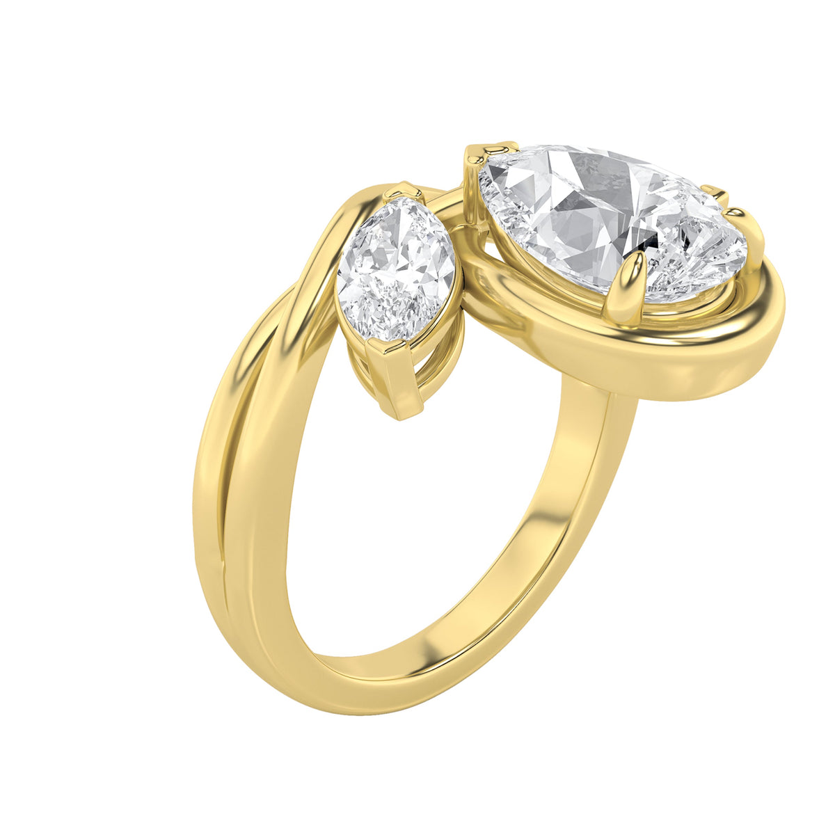 3CTW Pear Lab-Grown Diamond Knot Ring 3 Stones