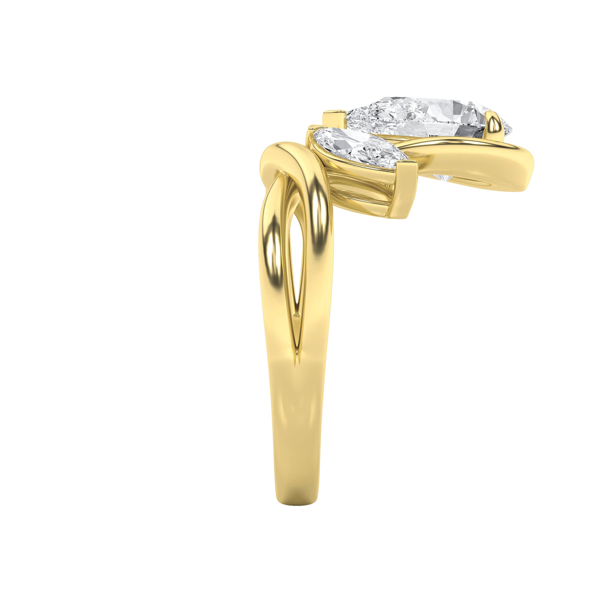 3CTW Pear Lab-Grown Diamond Knot Ring 3 Stones