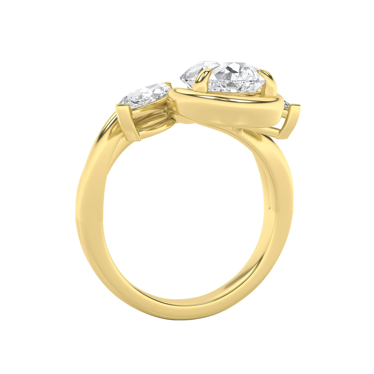 3CTW Pear Lab-Grown Diamond Knot Ring 3 Stones
