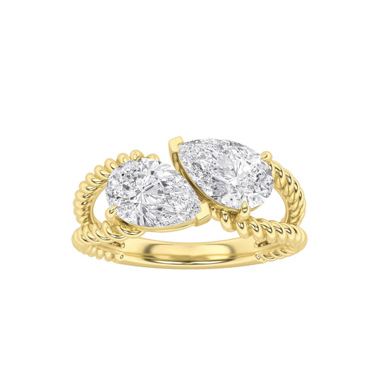 2CTW Pear Lab-Grown Diamond Prong Toi et Moi Fashion Ring 2 Stones