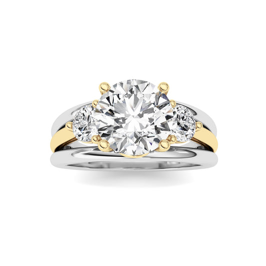 2.5CTW Oval Lab-Grown Diamond Prong Two Tone Solitaire Engagement Ring 3 Stones