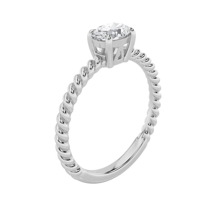 0.5CTW Oval Lab-Grown Diamond Prong Petite Solitaire Engagement Ring 1 Stone 1.6mm Band