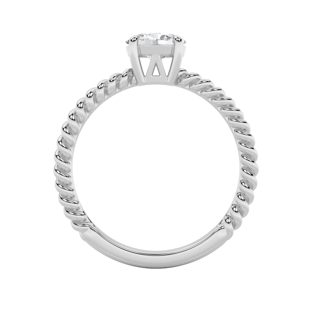 0.5CTW Oval Lab-Grown Diamond Prong Petite Solitaire Engagement Ring 1 Stone 1.6mm Band