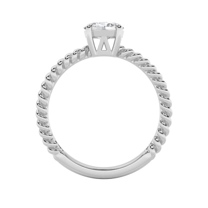 0.5CTW Oval Lab-Grown Diamond Prong Petite Solitaire Engagement Ring 1 Stone 1.6mm Band