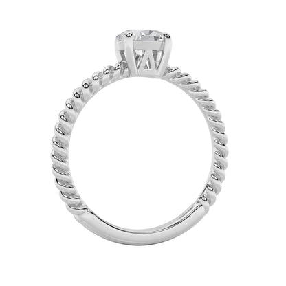 0.5CTW Oval Lab-Grown Diamond Prong Petite Solitaire Engagement Ring 1 Stone 1.6mm Band