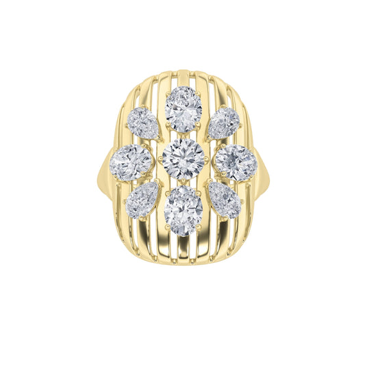 2CTW Round Lab-Grown Diamond Fashion Ring 9 Stones