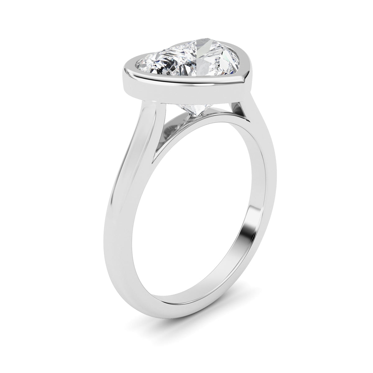 Heart Lab-Grown Diamond Bezel Ring 1 Stone