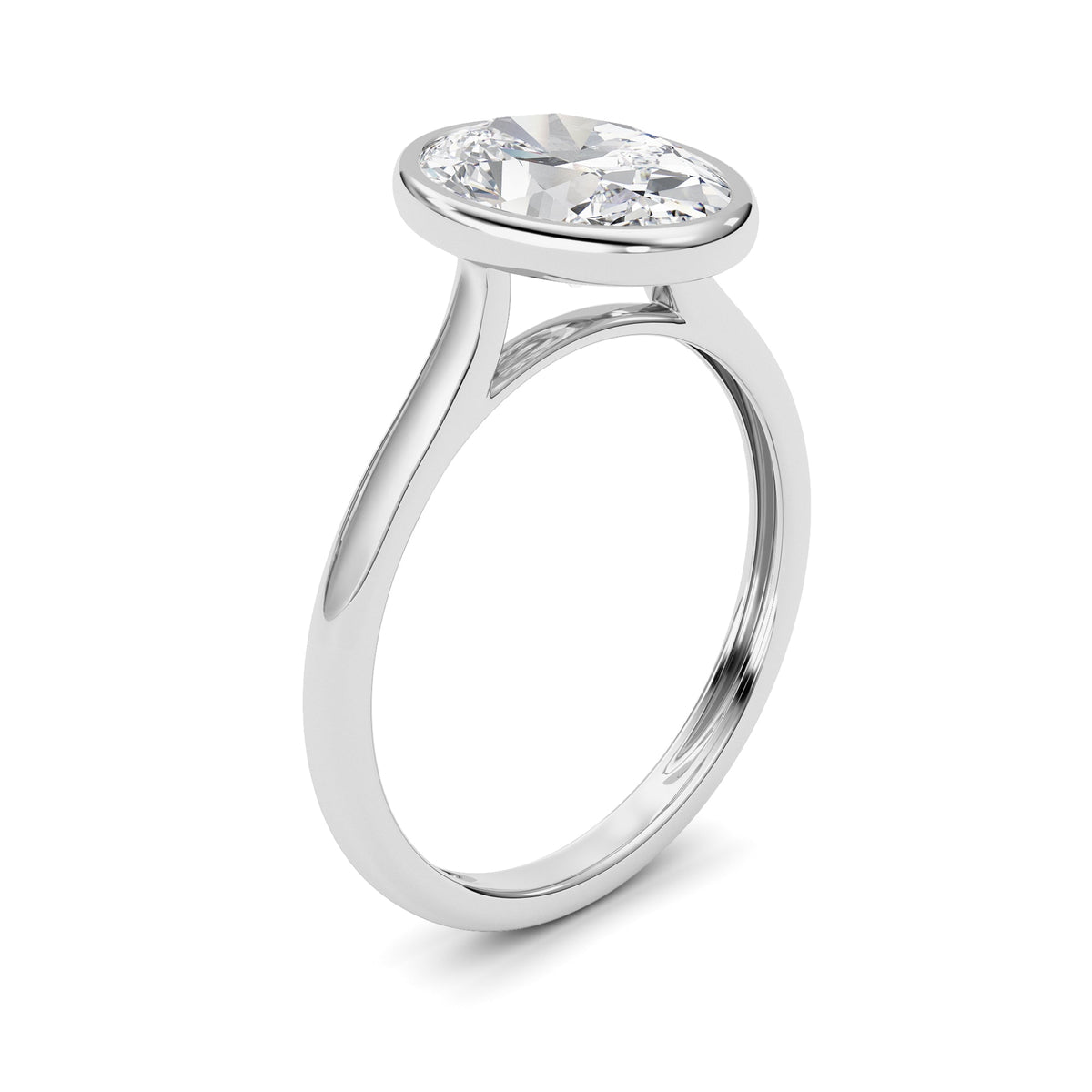 Oval Lab-Grown Diamond Bezel Ring 1 Stone