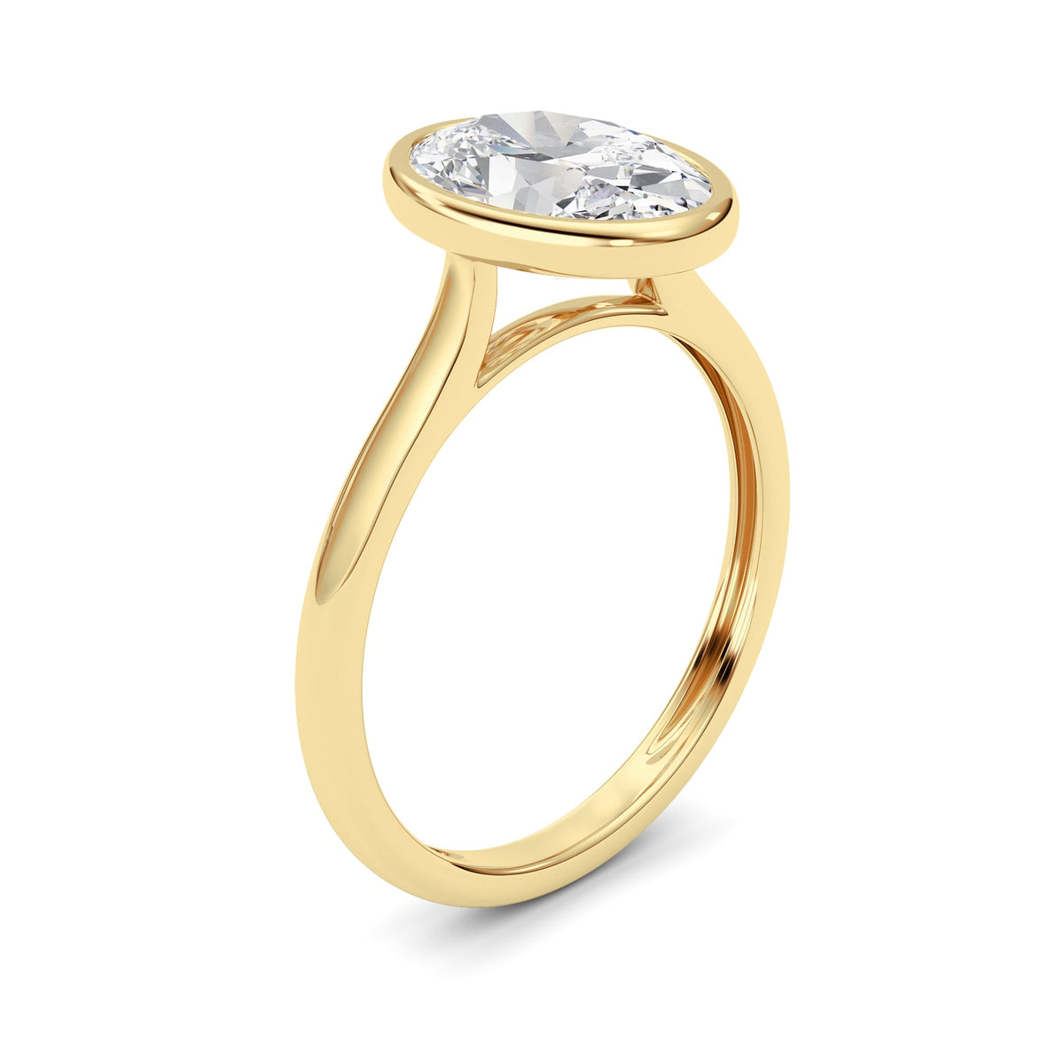 Oval Lab-Grown Diamond Bezel Ring 1 Stone