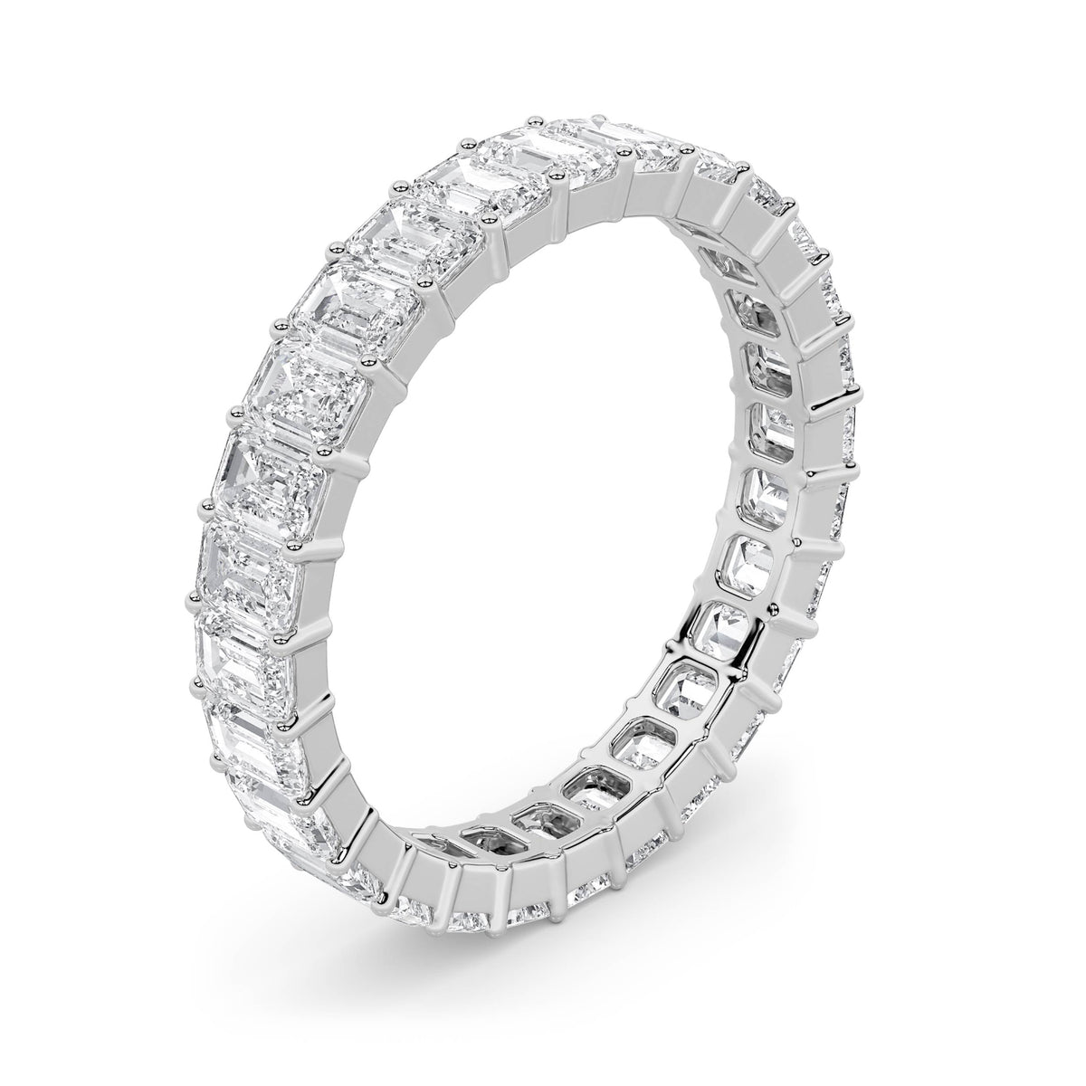 3.35CTW Emerald Lab-Grown Diamond Split Prong Eternity Ring