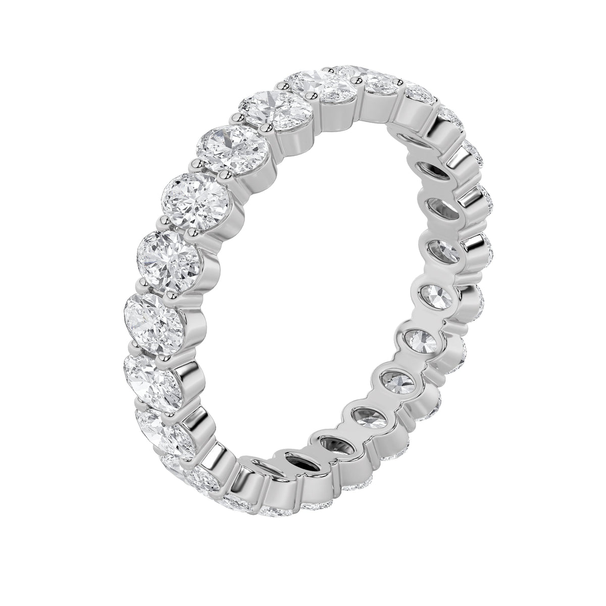 2.5CTW Oval Lab-Grown Diamond Split Prong Eternity Ring 20 Stones
