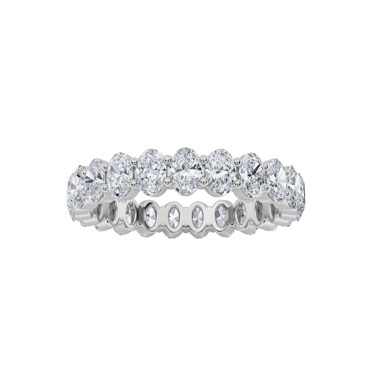 3.15CTW Oval Lab-Grown Diamond Split Prong Eternity Ring 18 Stones