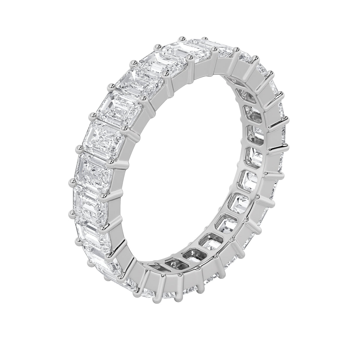 4.75CTW Emerald Lab-Grown Diamond Split Prong Eternity Ring 19 Stones