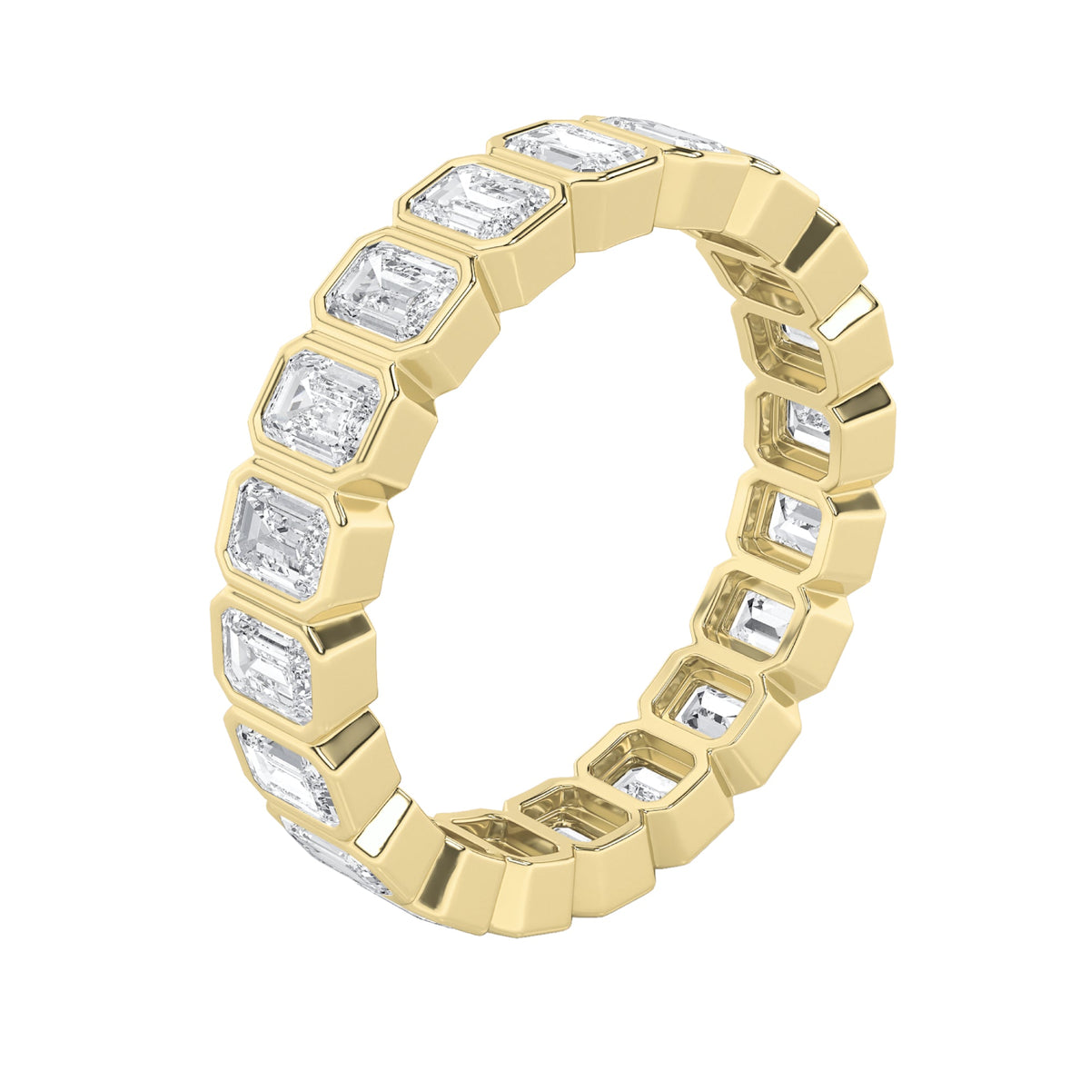 2.5CTW Emerald Lab-Grown Diamond Bezel Eternity Band Ring
