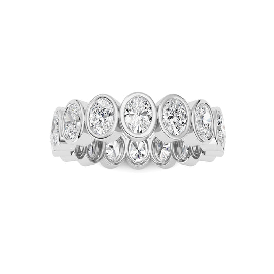 2CTW Oval Lab-Grown Diamond Bezel Eternity Band Ring 16 Stones