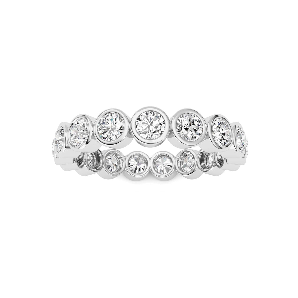 2.2CTW Round Lab-Grown Diamond Bezel Eternity Band Ring - Size 9