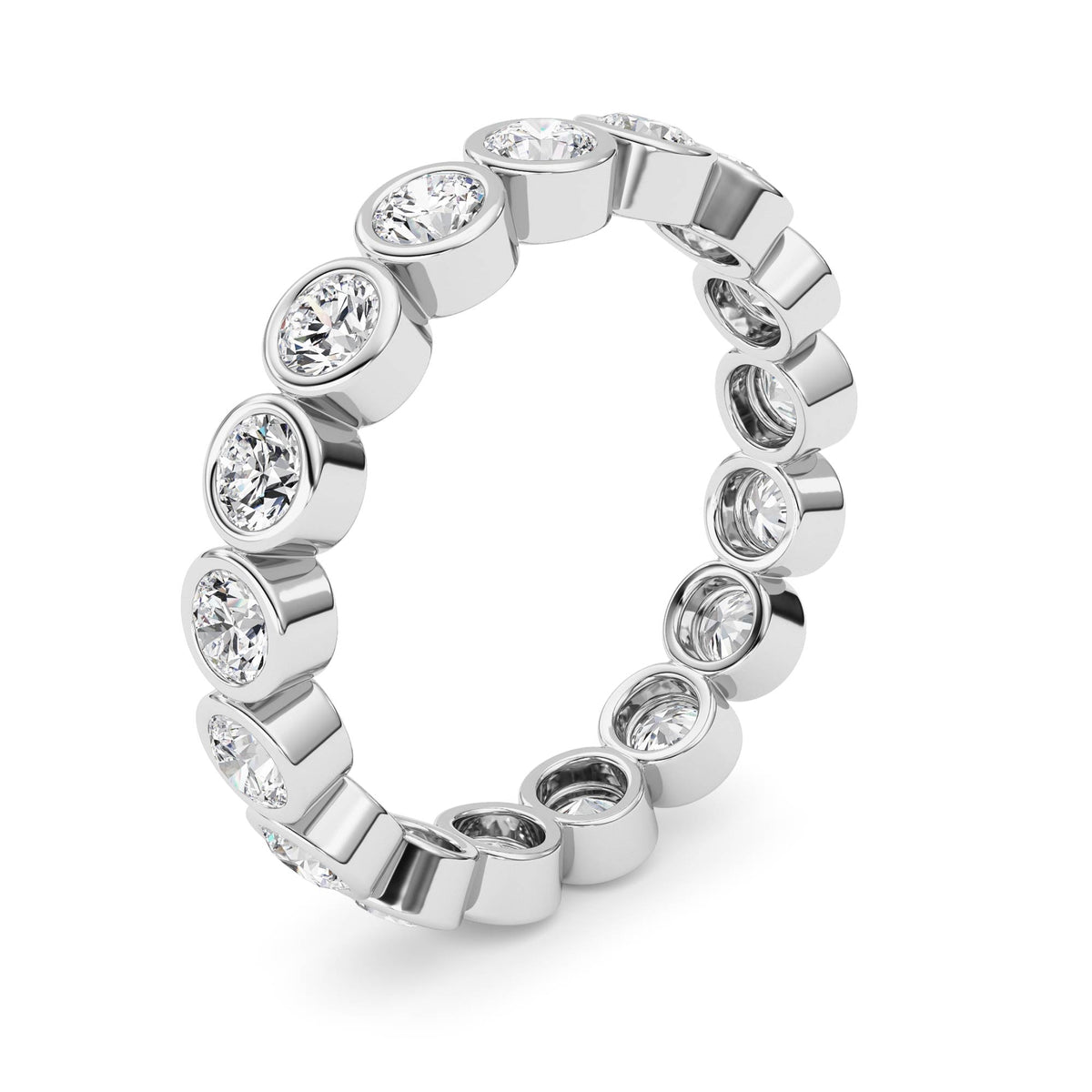 2.2CTW Round Lab-Grown Diamond Bezel Eternity Band Ring - Size 9