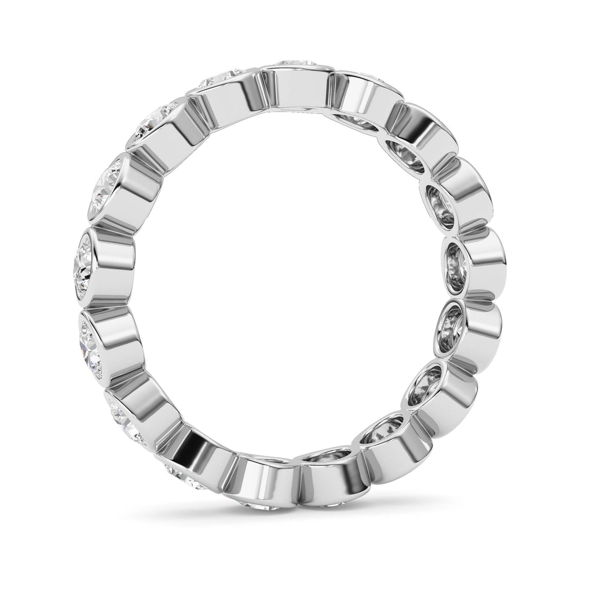2.2CTW Round Lab-Grown Diamond Bezel Eternity Band Ring - Size 9