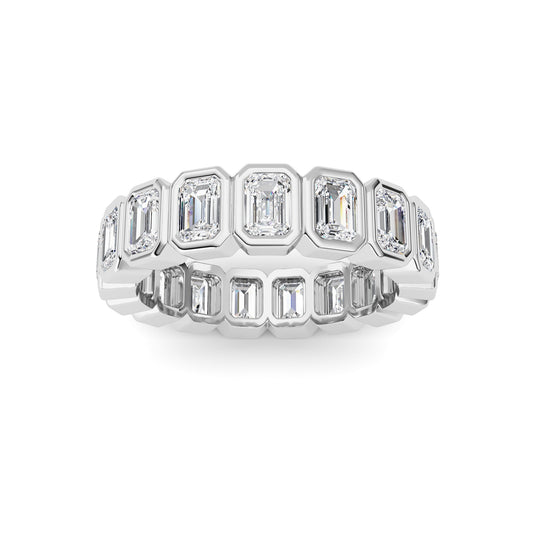 2.5CTW Emerald Lab-Grown Diamond Bezel Eternity Band Ring 17 Stones