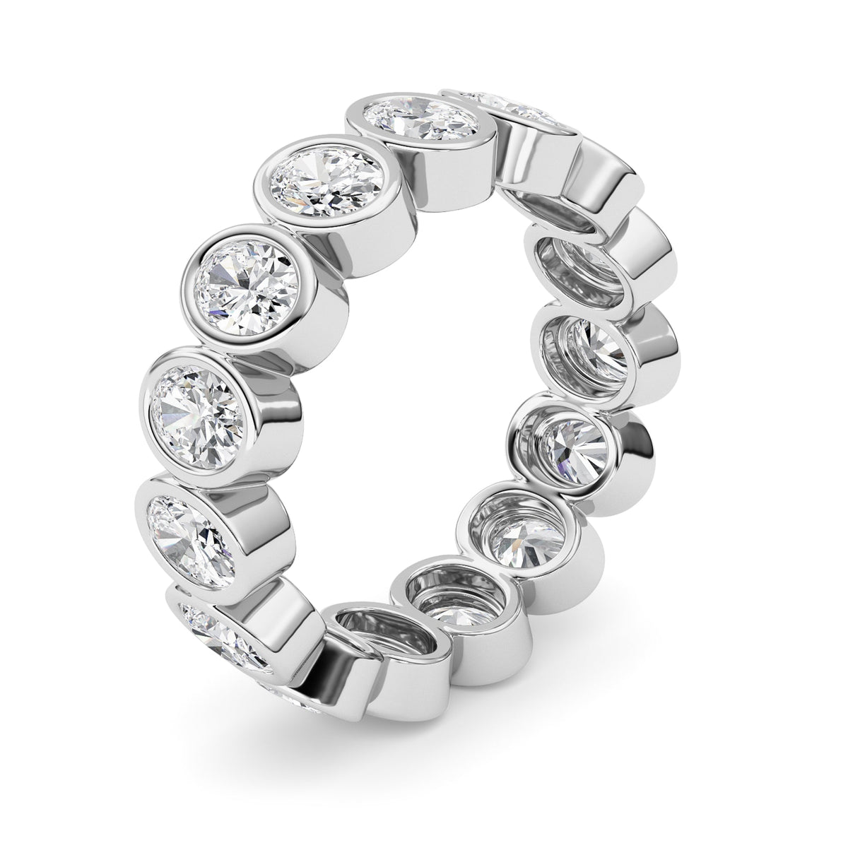 2.25CTW Oval Lab-Grown Diamond Bezel Eternity Band Ring 15 Stones