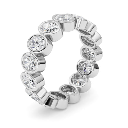 2.25CTW Oval Lab-Grown Diamond Bezel Eternity Band Ring 15 Stones