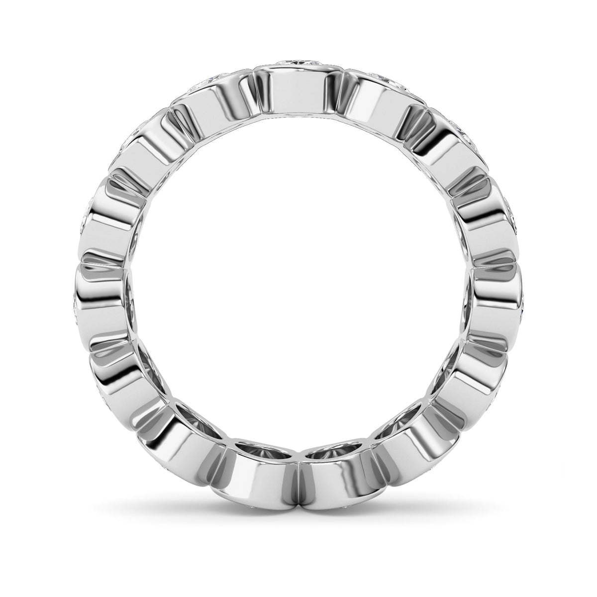 2.25CTW Oval Lab-Grown Diamond Bezel Eternity Band Ring 15 Stones