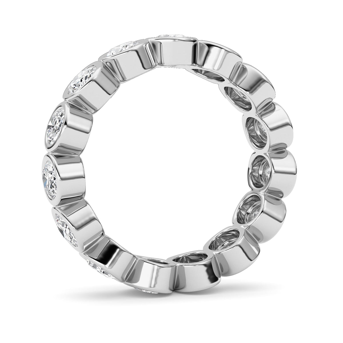 2.25CTW Oval Lab-Grown Diamond Bezel Eternity Band Ring 15 Stones