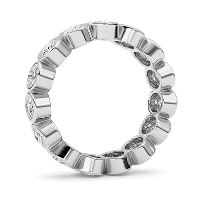 2.25CTW Oval Lab-Grown Diamond Bezel Eternity Band Ring 15 Stones