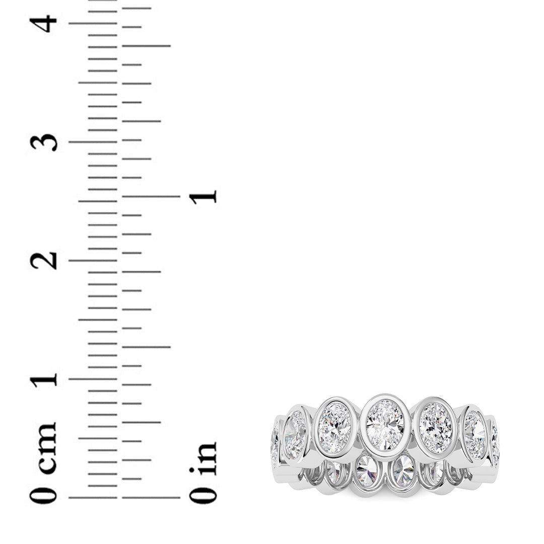2.25CTW Oval Lab-Grown Diamond Bezel Eternity Band Ring 15 Stones