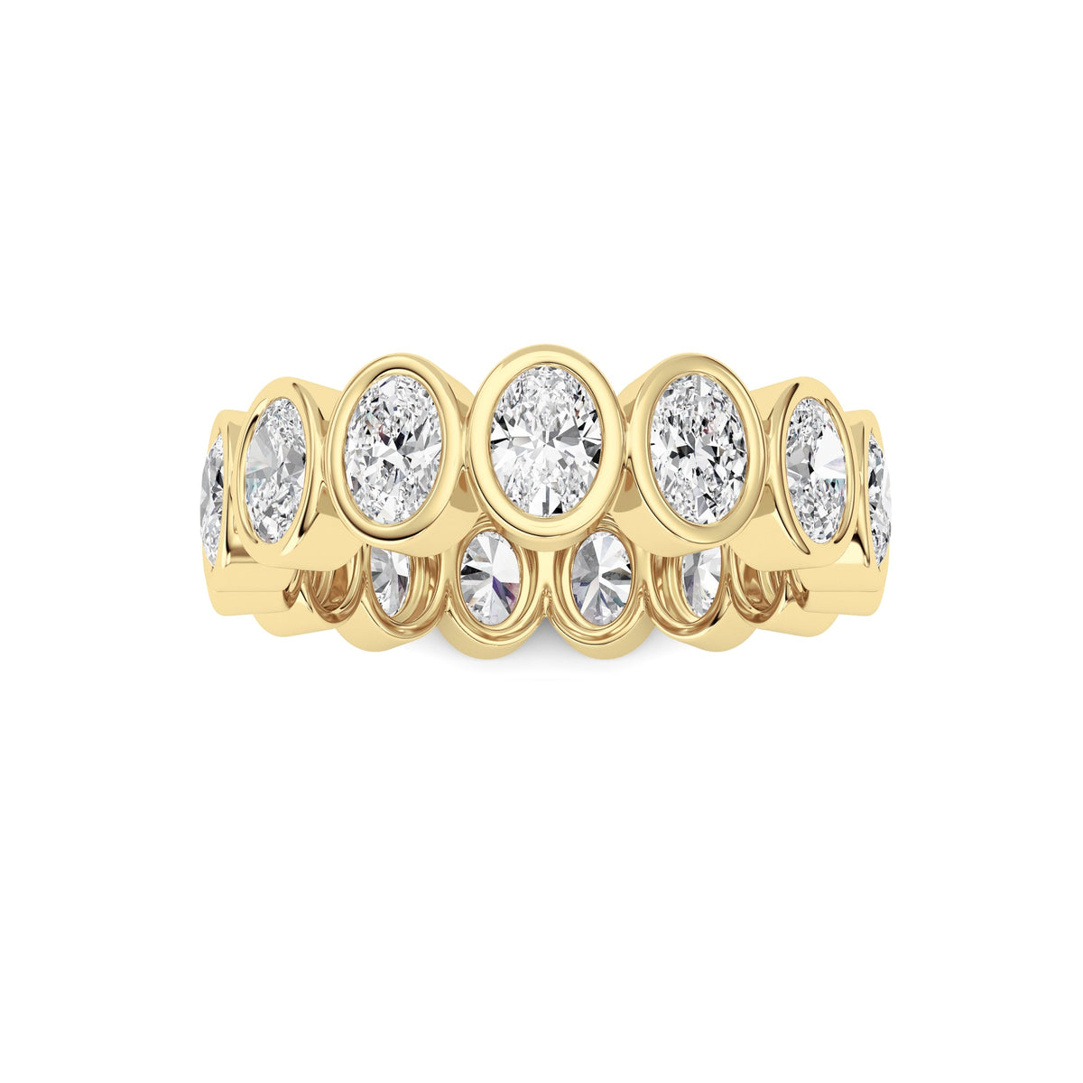 2.25CTW Oval Lab-Grown Diamond Bezel Eternity Band Ring 15 Stones