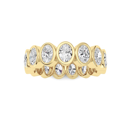 2.25CTW Oval Lab-Grown Diamond Bezel Eternity Band Ring 15 Stones
