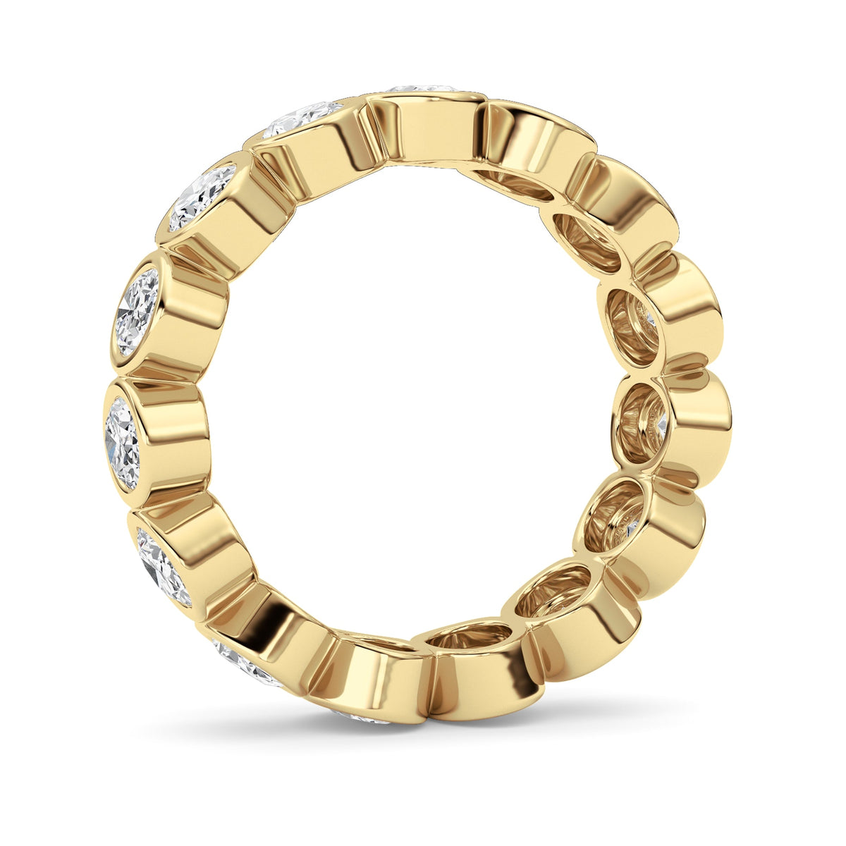 2.25CTW Oval Lab-Grown Diamond Bezel Eternity Band Ring 15 Stones