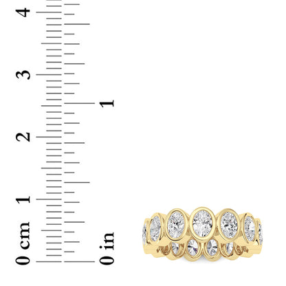 2.25CTW Oval Lab-Grown Diamond Bezel Eternity Band Ring 15 Stones