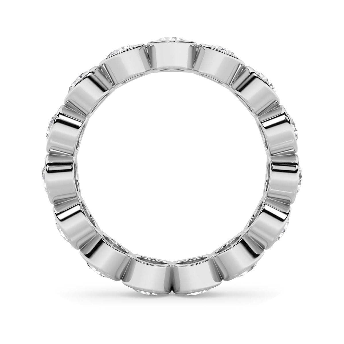2.2CTW Round Lab-Grown Diamond Bezel Eternity Band Ring 15 Stones