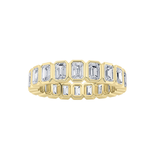 3.25CTW Emerald Lab-Grown Diamond Bezel Eternity Band Ring 18 Stones