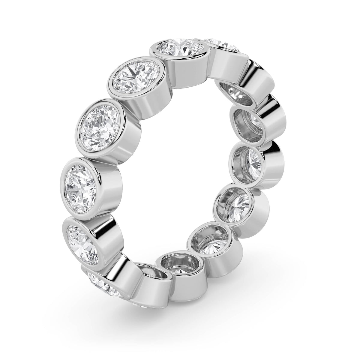 2.5CTW Round Lab-Grown Diamond Bezel Eternity Band Ring 14 Stones