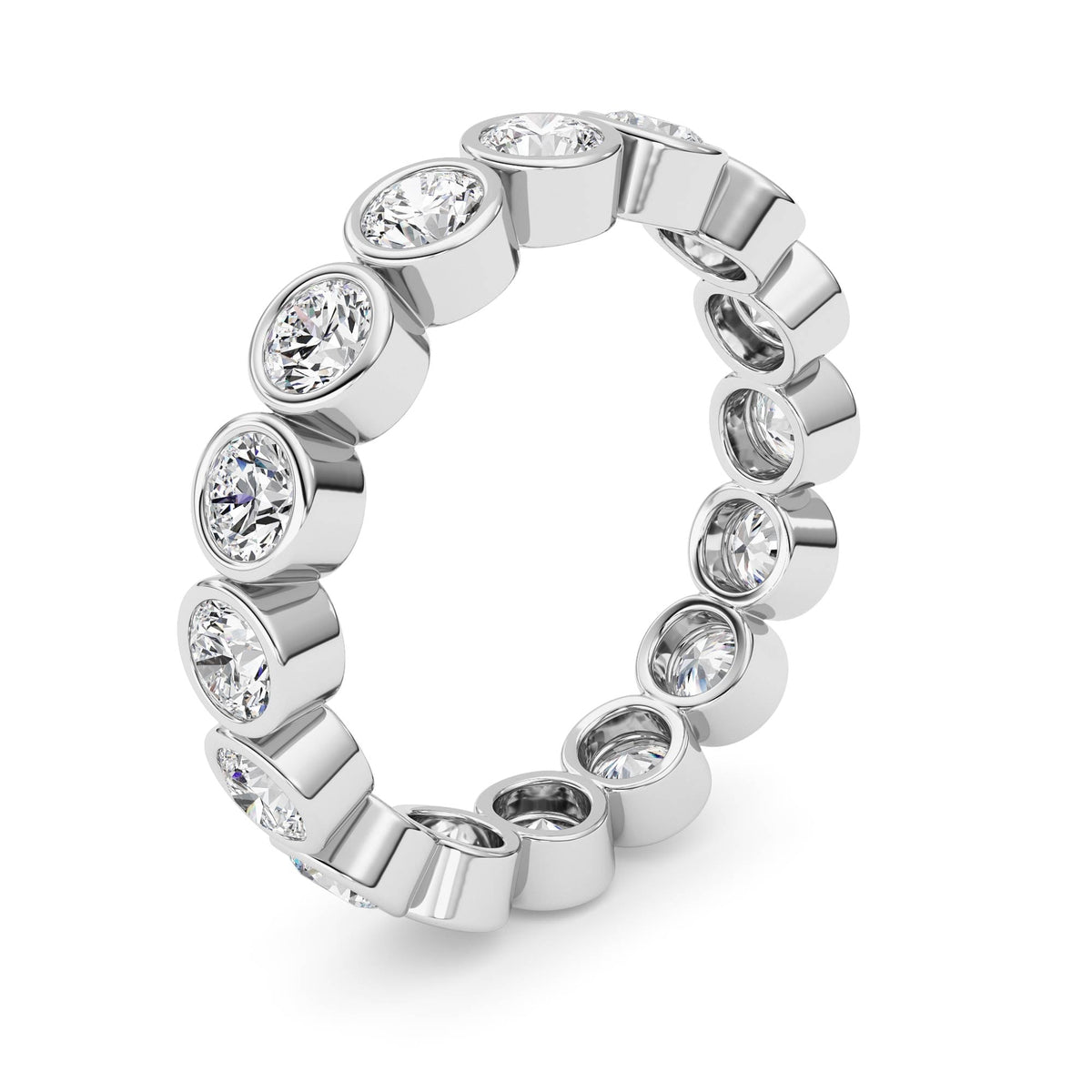 2.9CTW Round Lab-Grown Diamond Bezel Eternity Band Ring