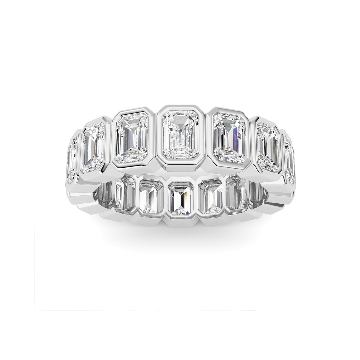 3.2CTW Emerald Lab-Grown Diamond Bezel Eternity Band Ring 16 Stones