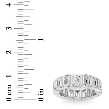 3.2CTW Emerald Lab-Grown Diamond Bezel Eternity Band Ring 16 Stones