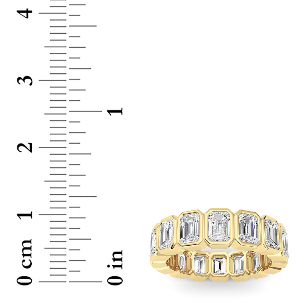 3.2CTW Emerald Lab-Grown Diamond Bezel Eternity Band Ring 16 Stones