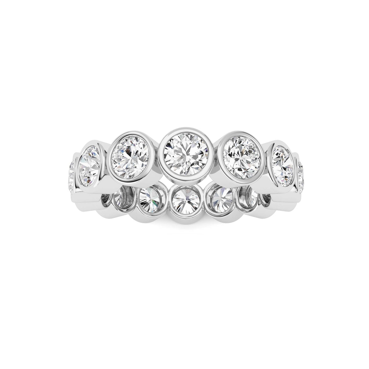 3.1CTW Round Lab-Grown Diamond Bezel Eternity Band Ring 14 Stones