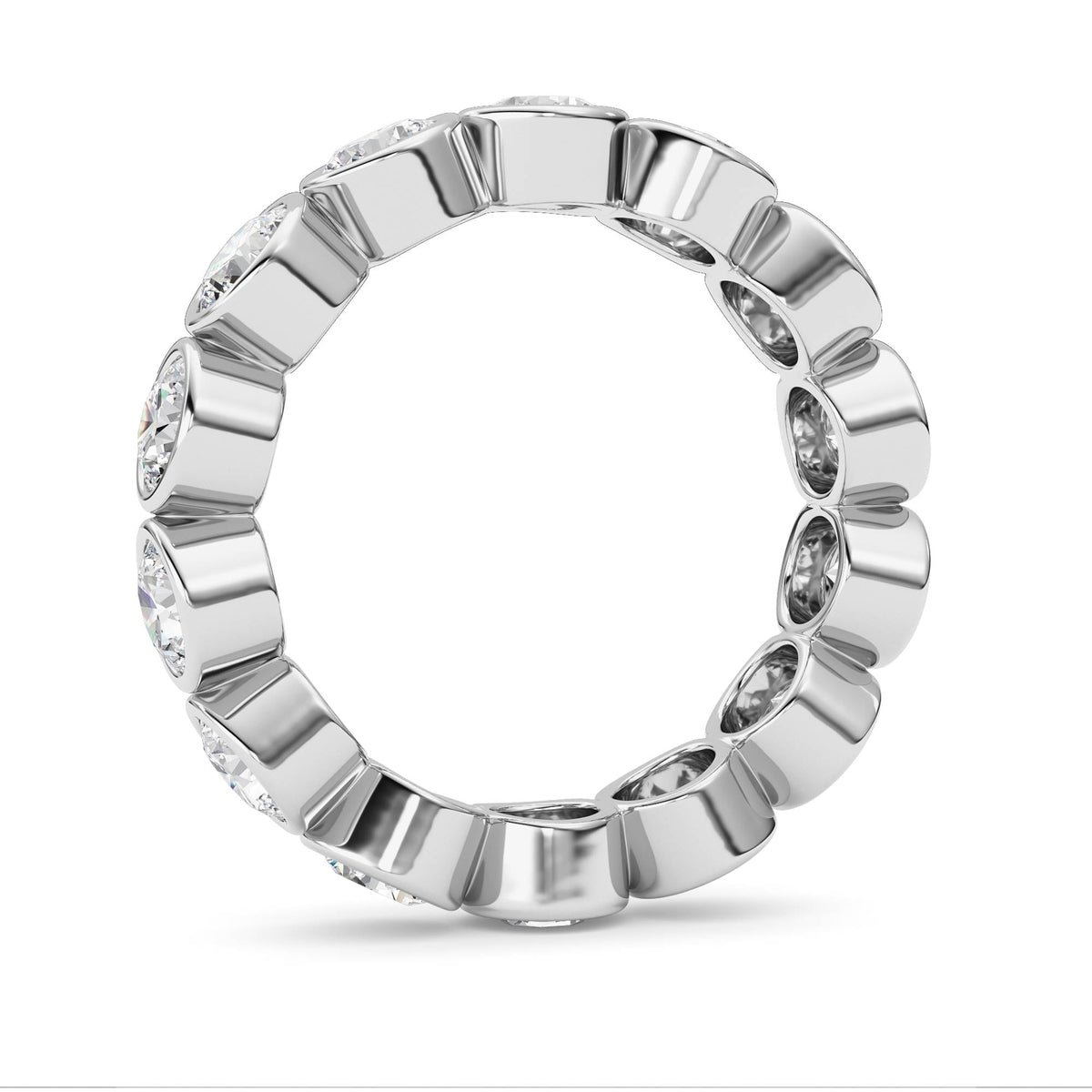 3.1CTW Round Lab-Grown Diamond Bezel Eternity Band Ring 14 Stones